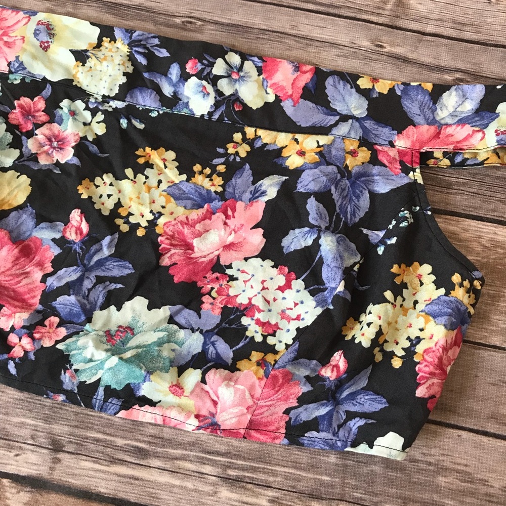 New Free People Off the Shoulder Floral Crop Top - Picture 3 of 6
